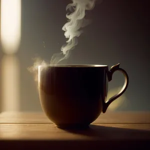 Hot Coffee in Ceramic Mug with Saucer