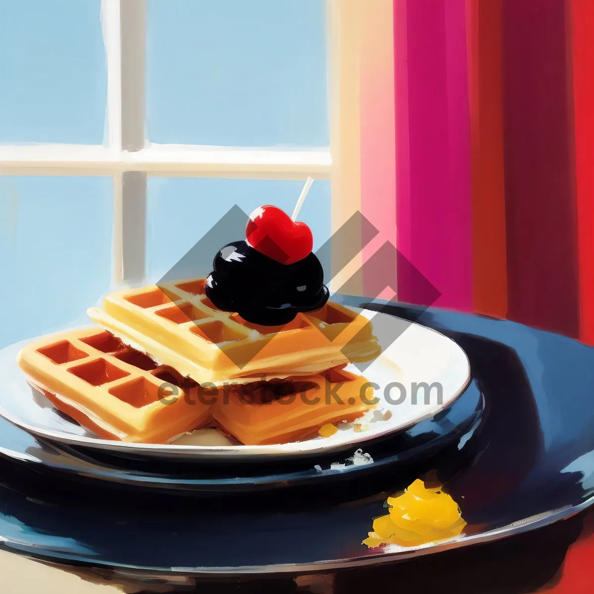 Picture of Breakfast Joyride: Waffle Car on Dessert Table