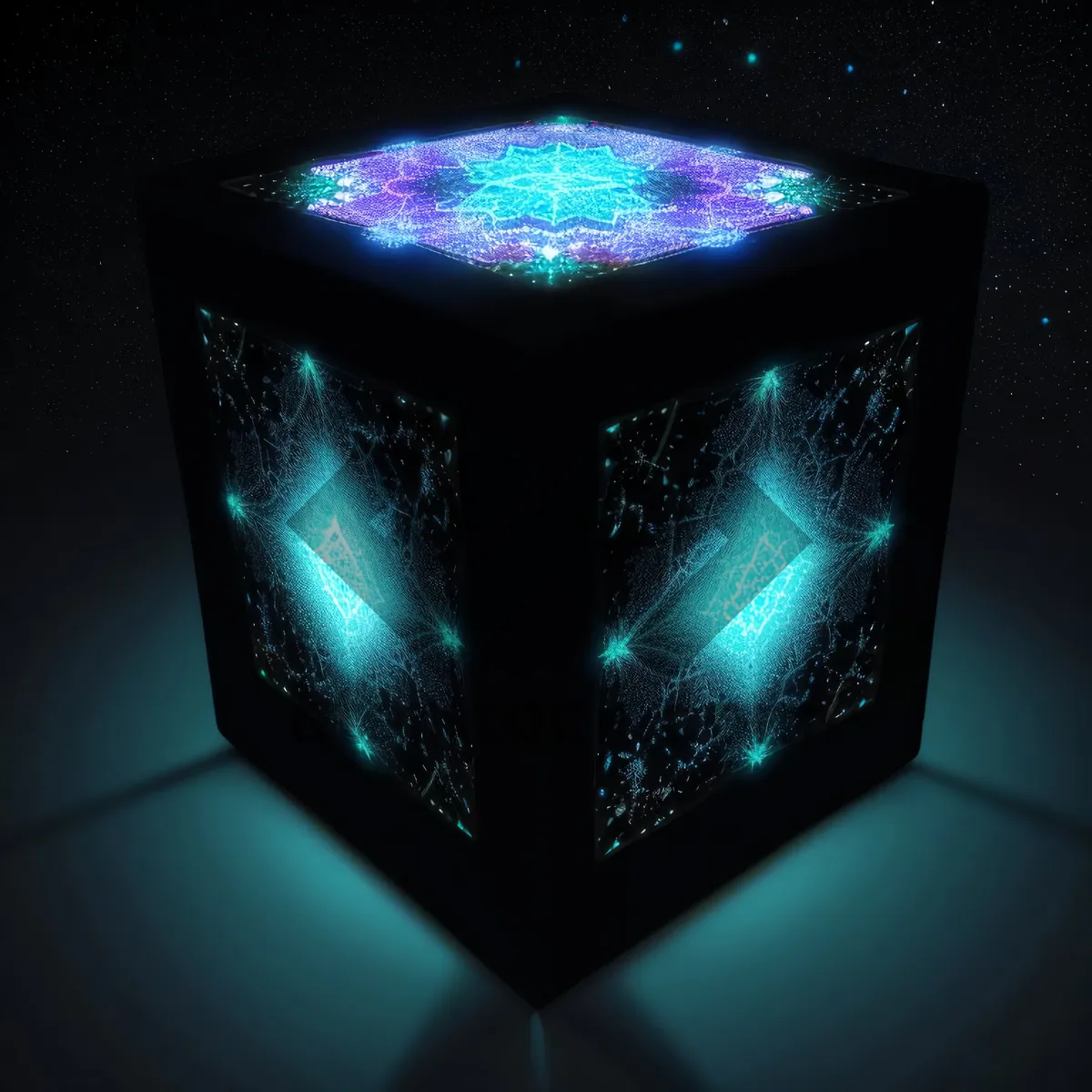 Picture of Glowing starlight design on black backdrop - digital art