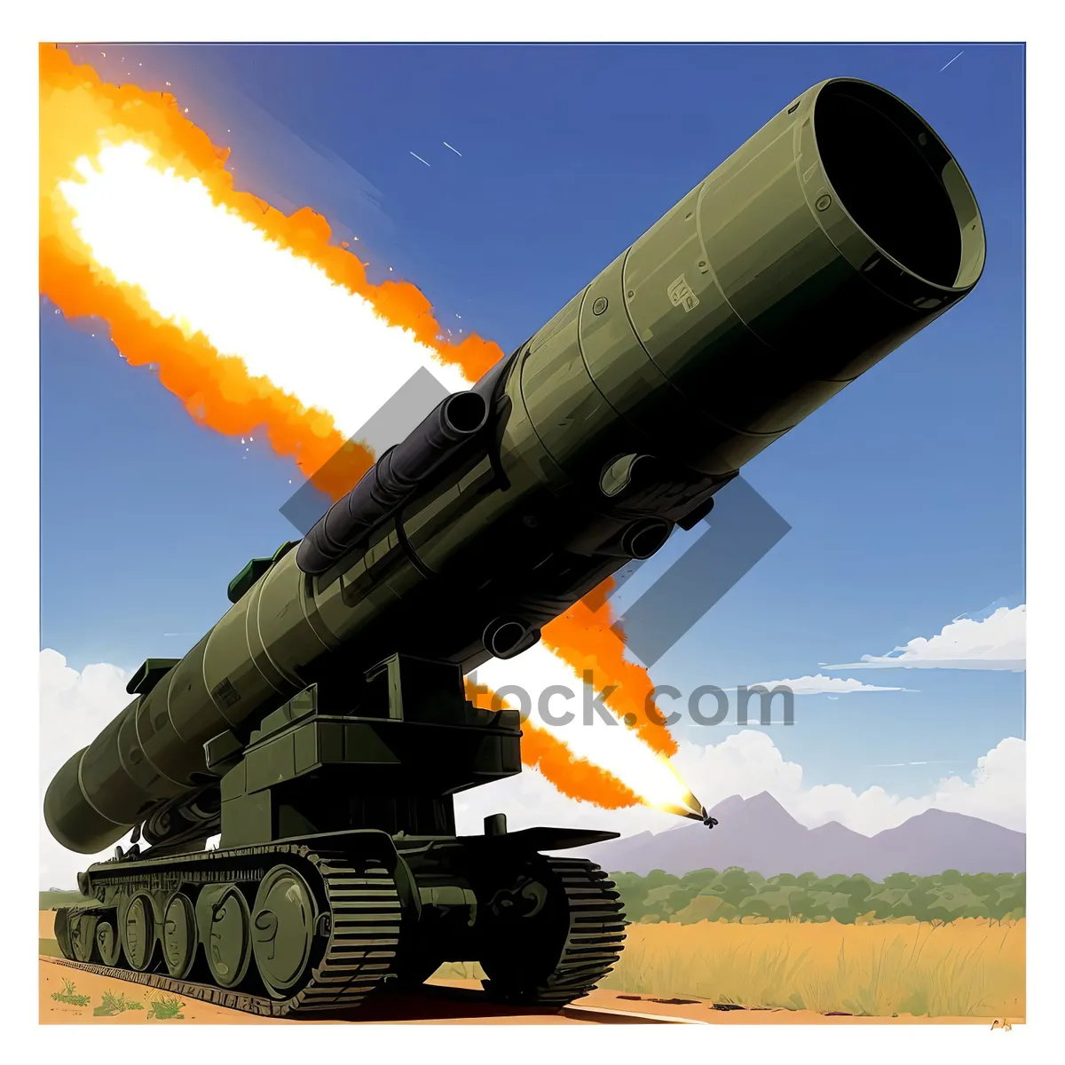 Picture of Air Force Rocket Launcher in the Clear Blue Sky