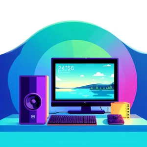 Digital Desktop Computer with Modern Monitor