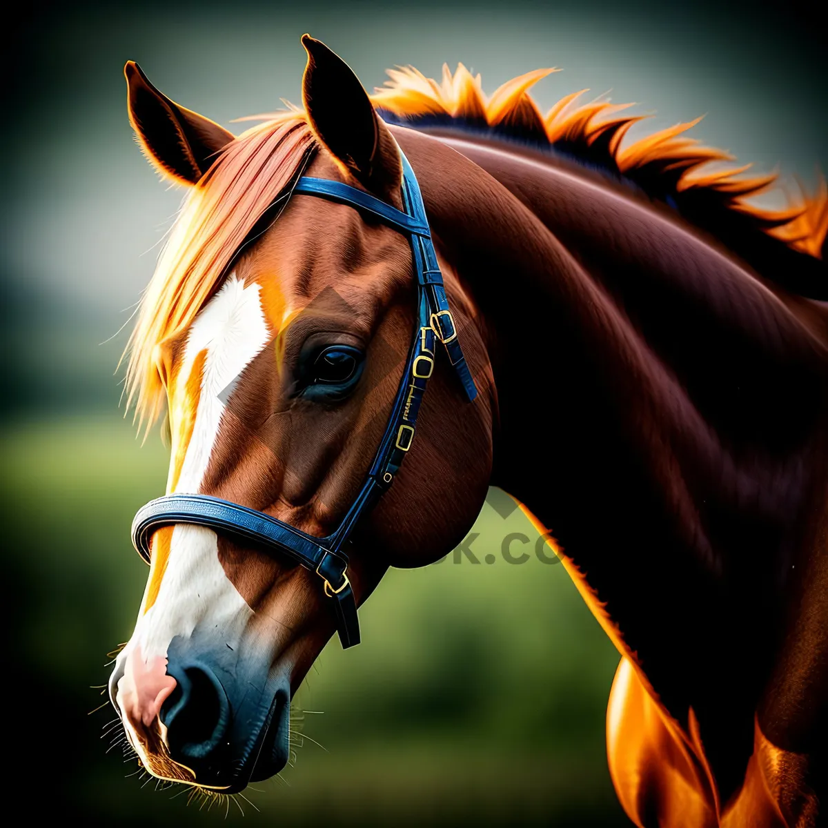 Picture of Thoroughbred Stallion Headshot in Brown Field