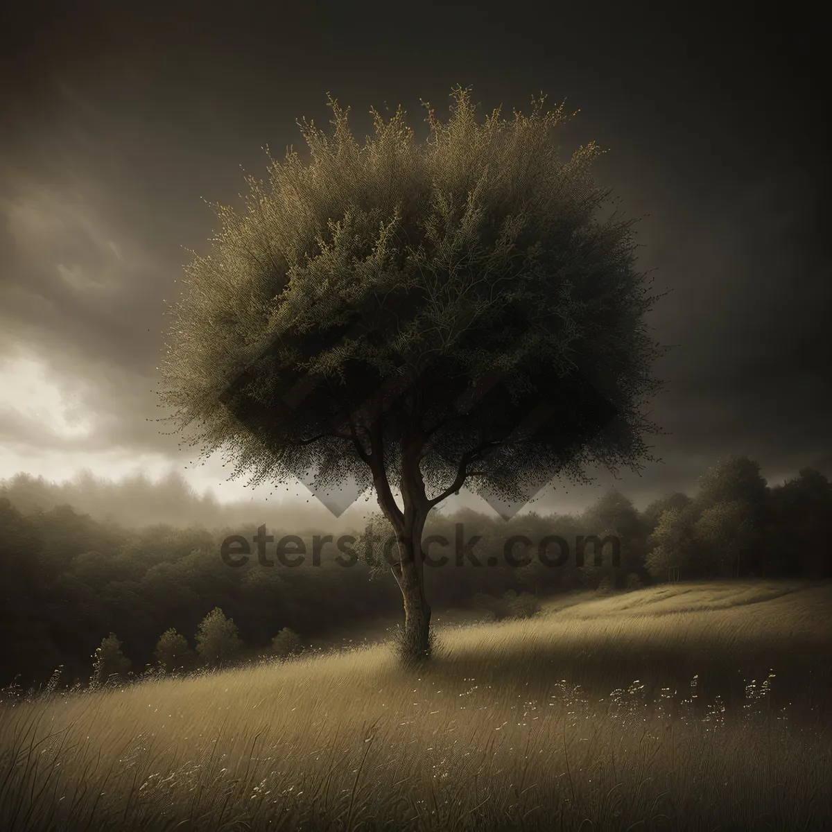 Picture of Twinkling Night Sky Over Dandelion Field