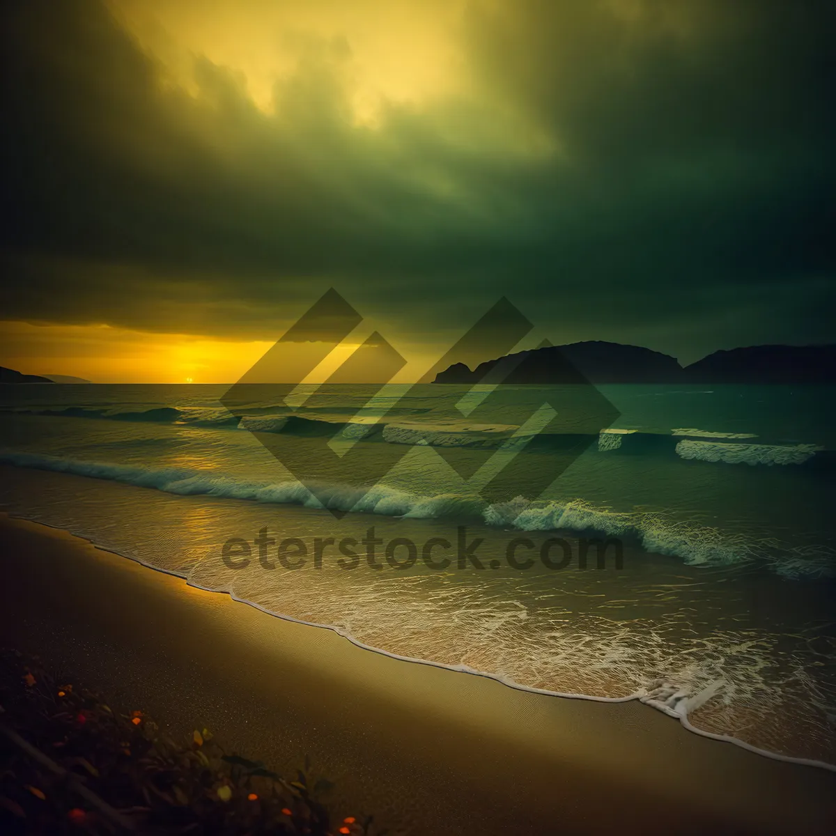 Picture of Golden Sunlight over Serene Ocean