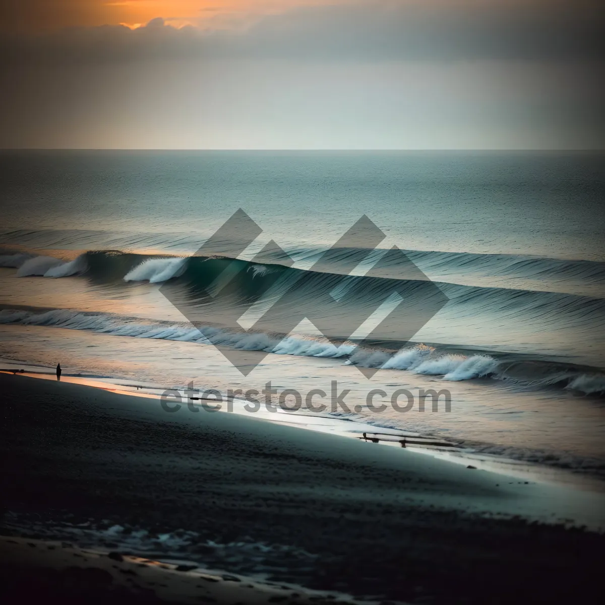 Picture of Tropical Sunset Over Ocean's Horizon