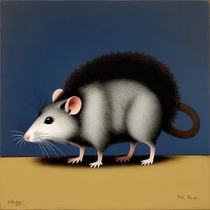 Cute Gray Mouse with Fluffy Fur and Whiskers