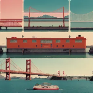 Golden Gate Bridge spanning majestic bay - iconic landmark.