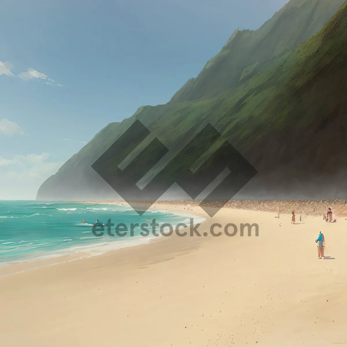 Picture of Serene Paradise: Beach, Sun, Turquoise Waters, Palm Trees
