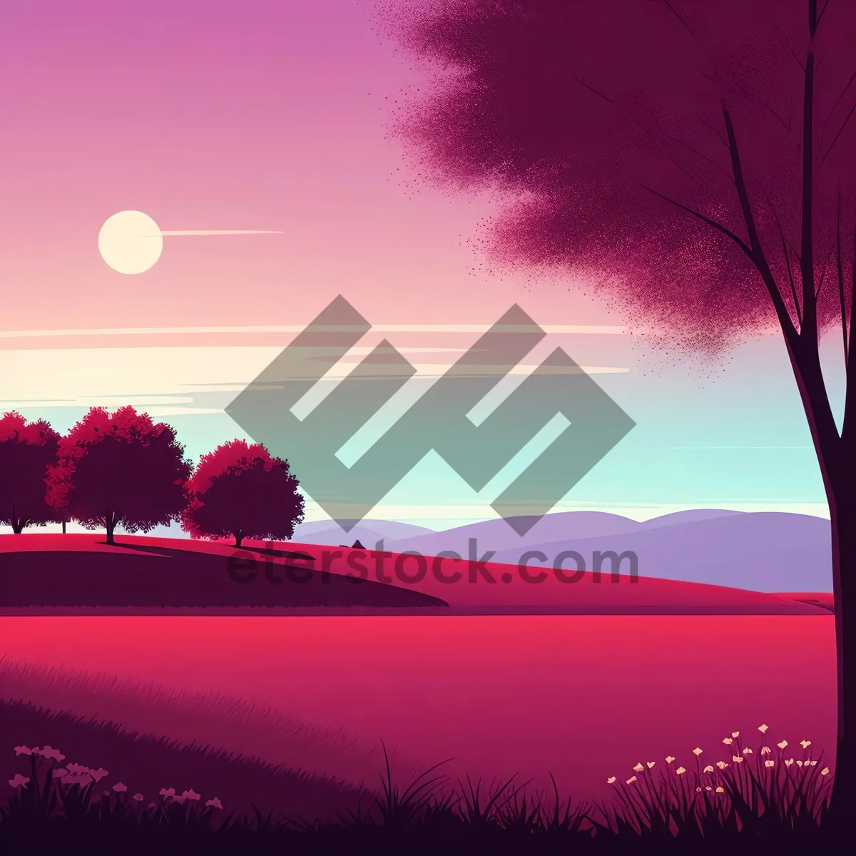 Picture of Sunny Horizon: A picturesque summer landscape with vibrant sunlight and cloud-filled sky.