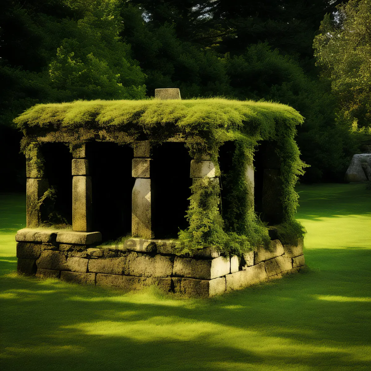 Picture of Ancient Stone Temple in Historic Landscape.