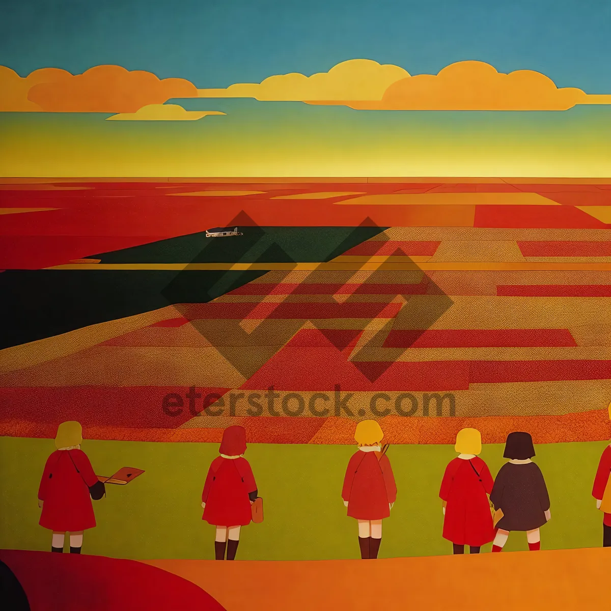 Picture of Vibrant Sunset Over Desert Sand Dunes