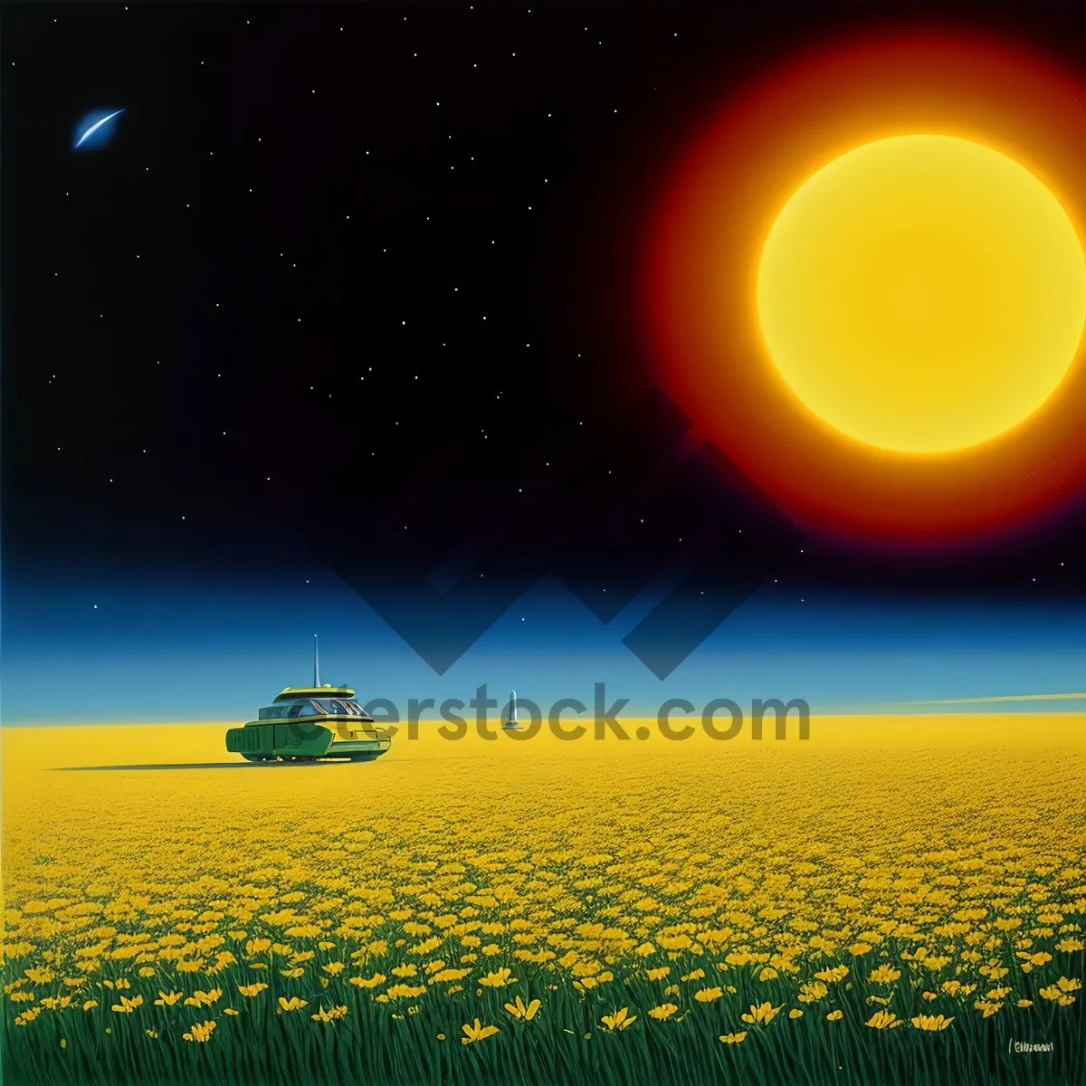 Picture of Sunset over Rural Meadow: A Serene Summer Landscape