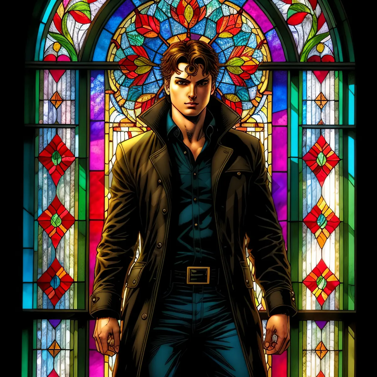 Picture of Stained Glass Cathedral Window - Holy Prayer and Faith