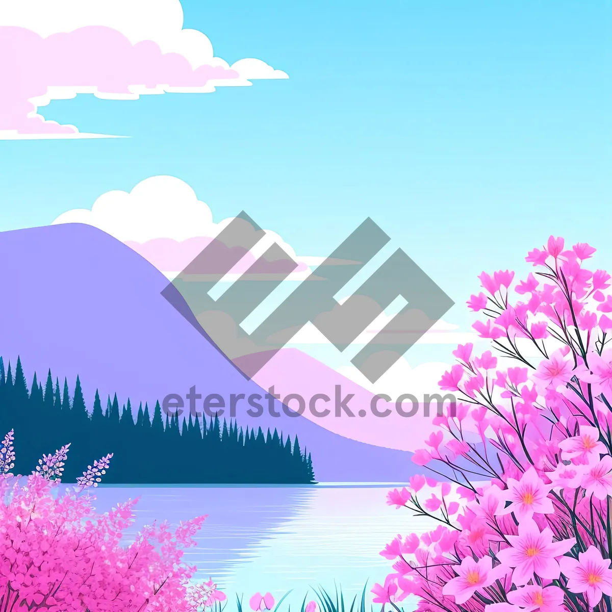 Picture of Vibrant Spring Tree Blossoms in Pink Sky