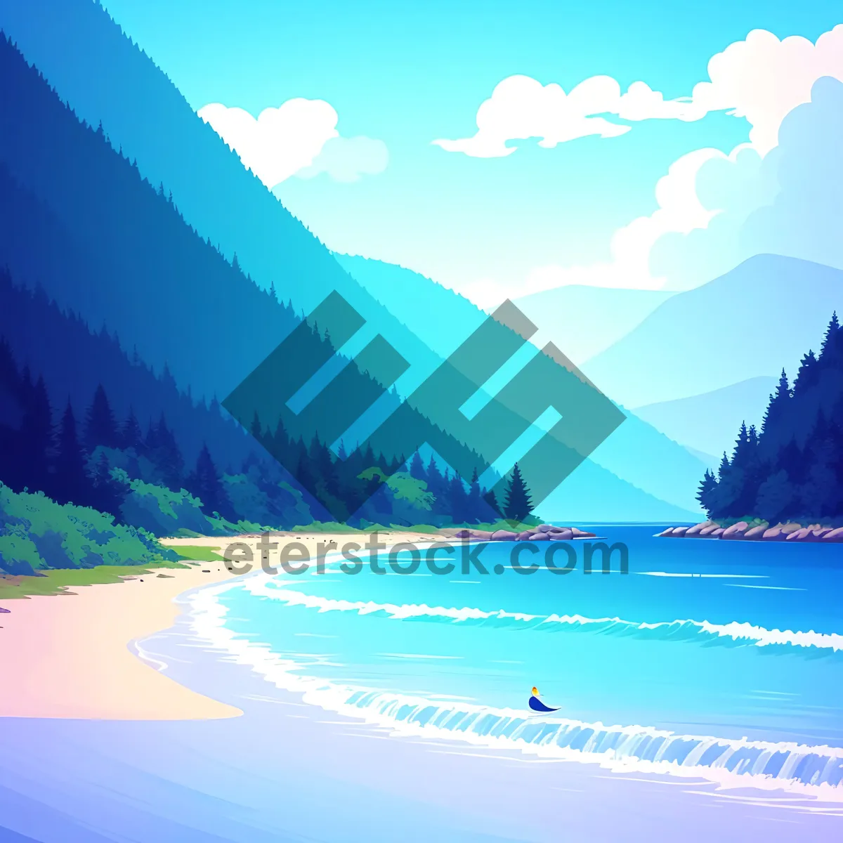 Picture of Serene Horizon: Majestic Mountain Reflections on Crystal Clear Lake