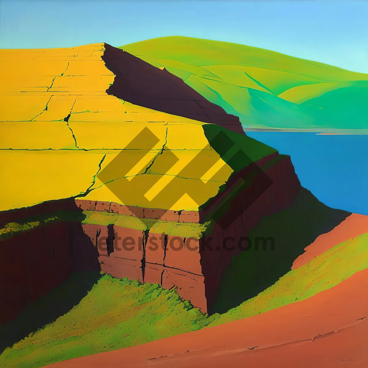 Picture of Yellow Sky Dune Landscape with Parachute in Desert