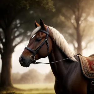 Elegant Thoroughbred Stallion in Brown Bridle