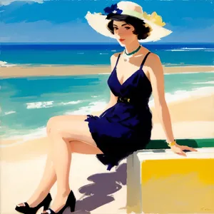 Beach Babe in Tropical Swimsuit