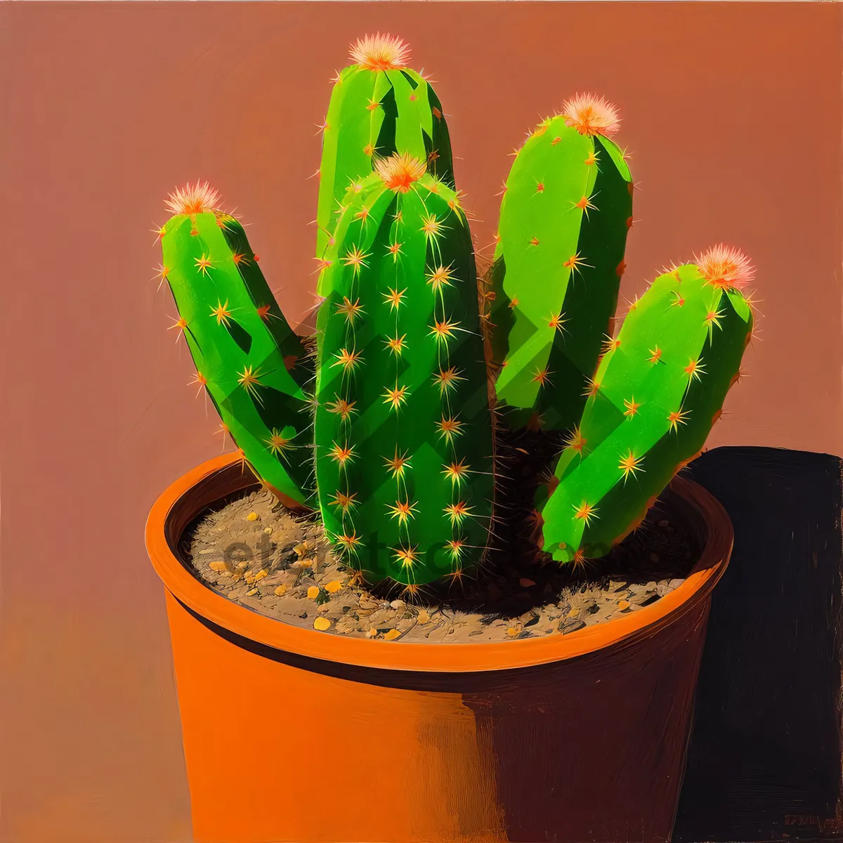 Picture of Fresh Botanical Cactus in Decorative Pot