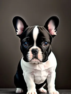 Lovable Wrinkled Bulldog Puppy Poses Playfully