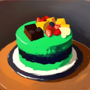 Berry Jelly Cake with Chocolate Icing and Fresh Fruit