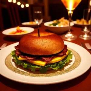 Tasty Cheeseburger Sandwich on a Dinner Plate