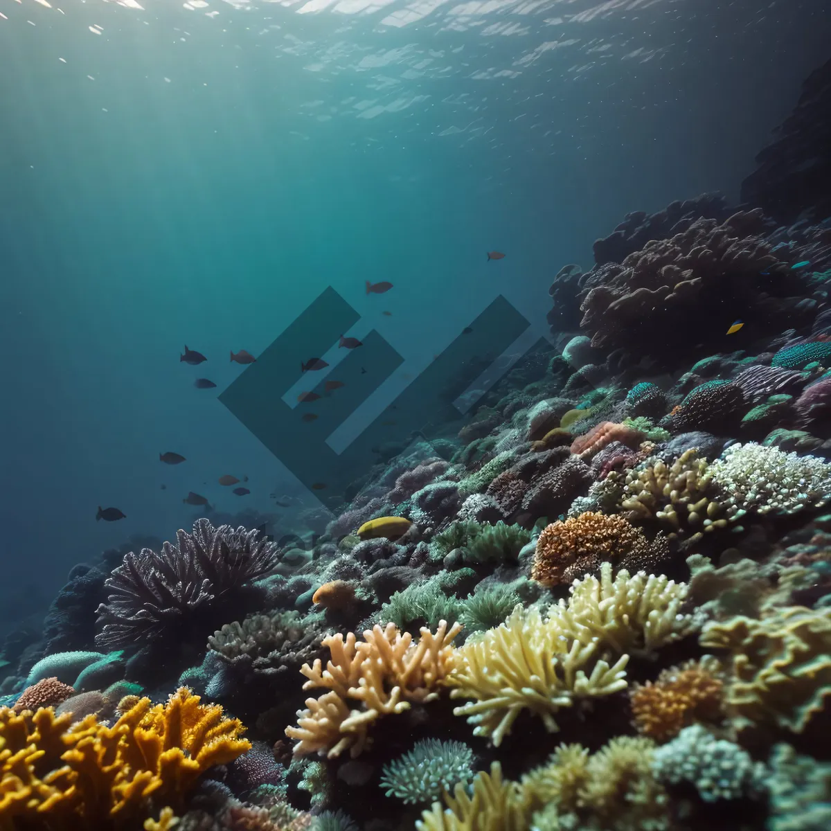 Picture of Vibrant Coral Reef Bursting with Marine Life