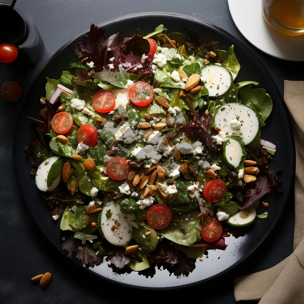 Picture of Healthy Gourmet Salad with Fresh Vegetables and Tasty Meat