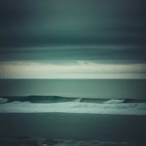 Sunset Beach Horizon Reflecting on Ocean Waves