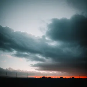 Colorful Sky at Sunset: Beautiful Horizon with Orange Sun and Clouds