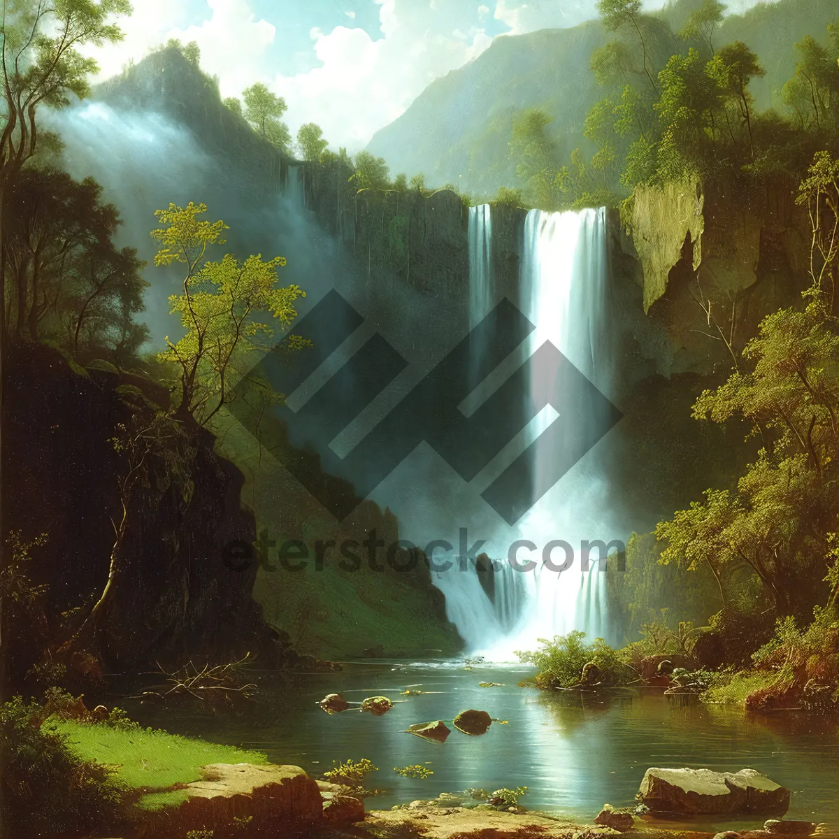 Picture of Serene Cascade in Woodland Haven