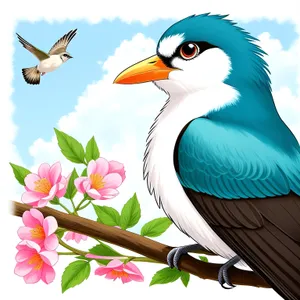 Colorful Bird with Majestic Wings in Cartoon Art Style