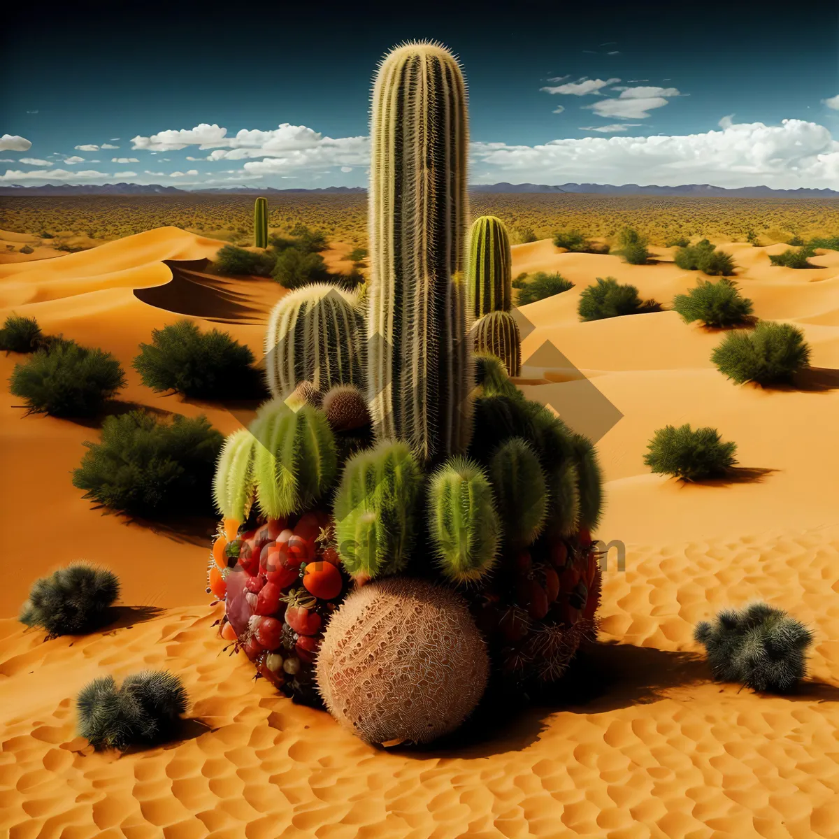 Picture of Dramatic Desert Skyline with Saguaro Cacti