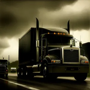 Freight Truck Hauling Cargo on Highway