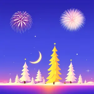 Sparkling Winter Celebration: Festive Fireworks in the Starry Night