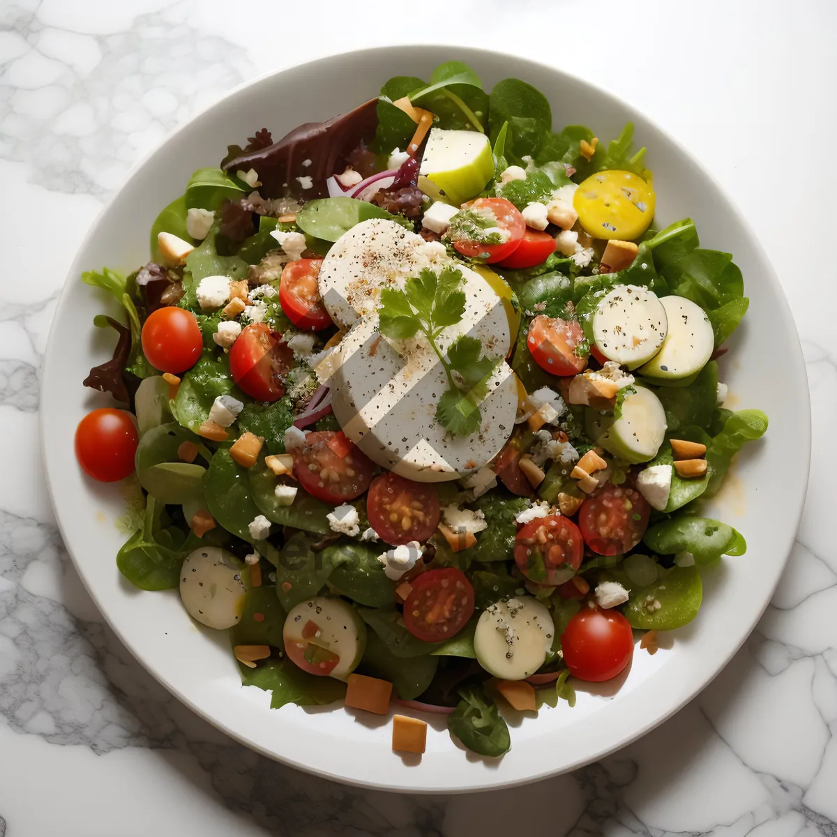 Picture of Delicious Gourmet Salad with Fresh Vegetables and Grilled Chicken
