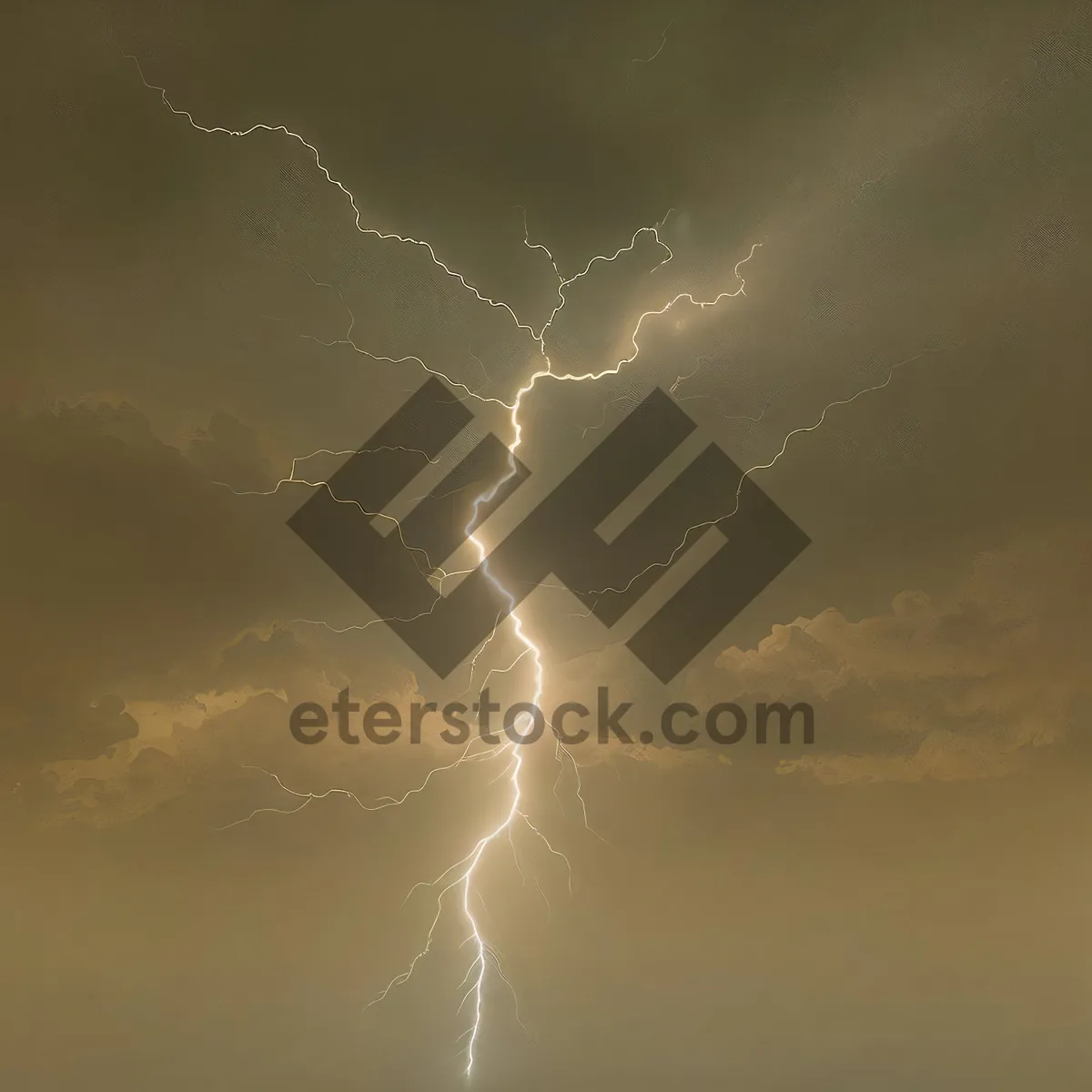 Picture of Electric Storm Lightning Bolt in Night Sky