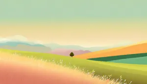 Colorful Summer Sunset Sky Landscape with Rolling Hills