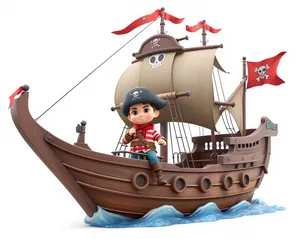 Pirate ship cartoon illustration