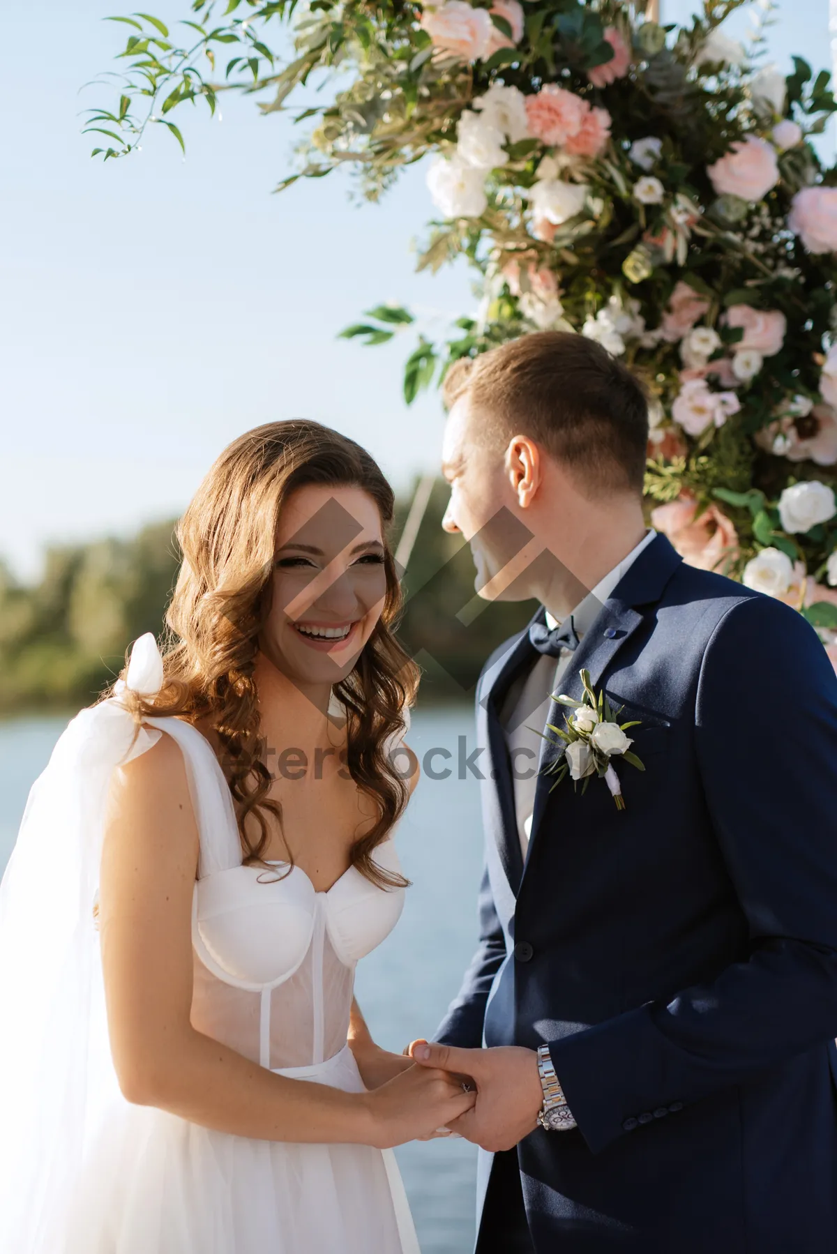 Picture of Happy Couple Outdoors Smiling in Love and Happiness