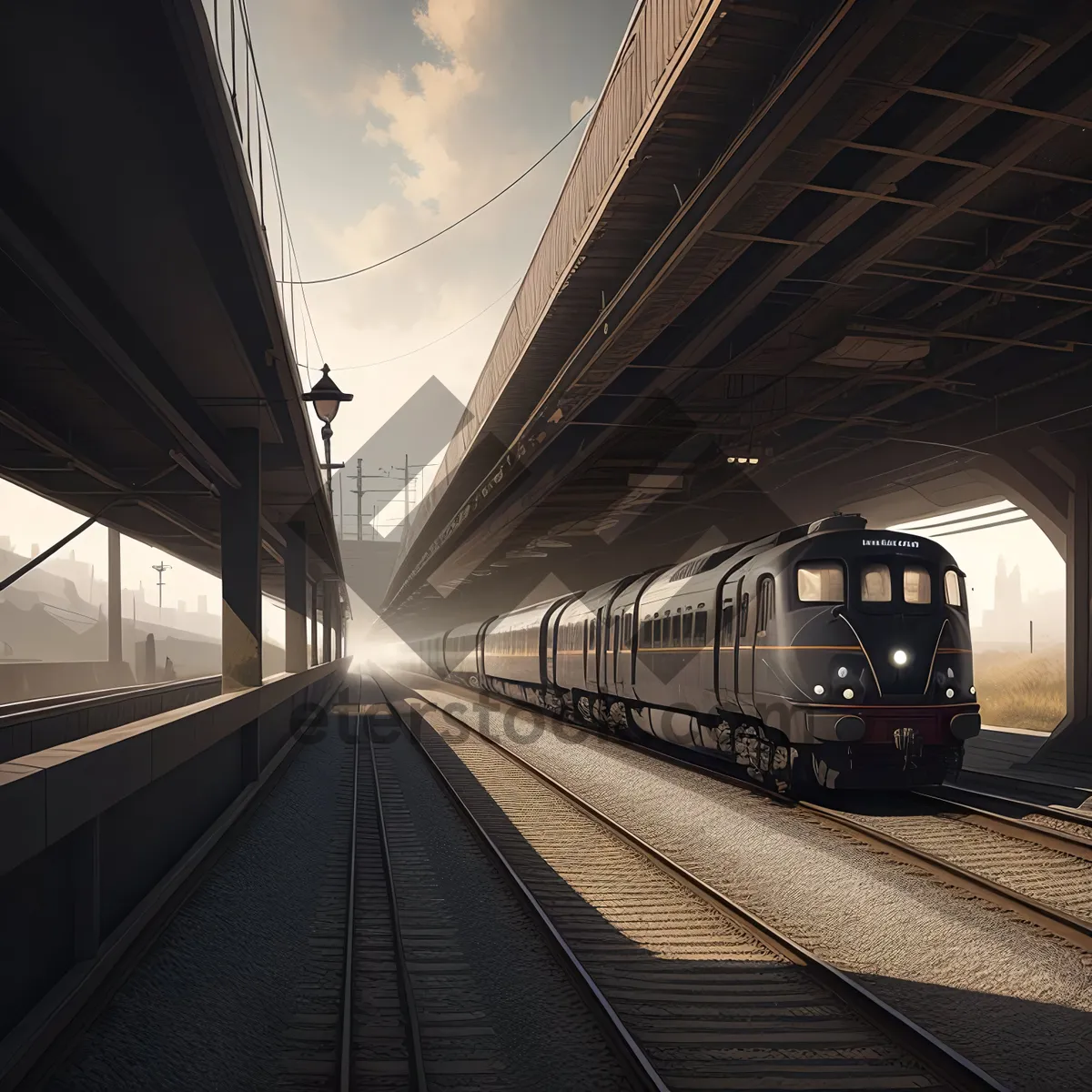 Picture of Urban Subway Transport at City Terminal: Fast and Modern