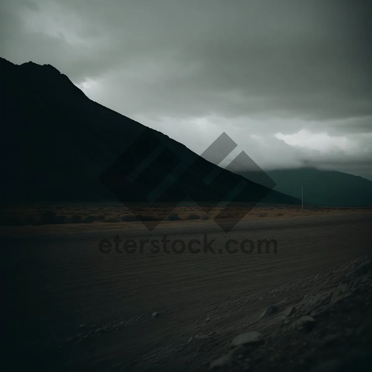 Picture of Majestic Highland Mountain Landscape with Snow-Capped Volcano