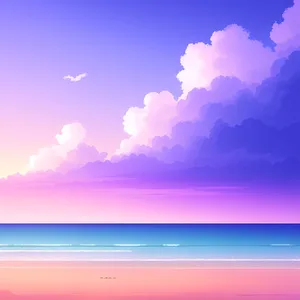 Sunlit Seascape: Tranquil Beach Horizon with Clear Sky