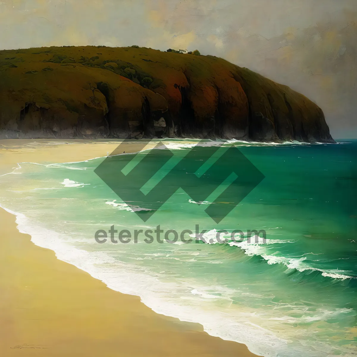 Picture of Tropical paradise beach with rocky cliffs and clear water