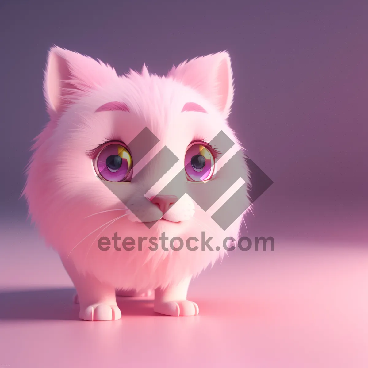 Picture of Cute Kitty Cartoon with Pink Fur