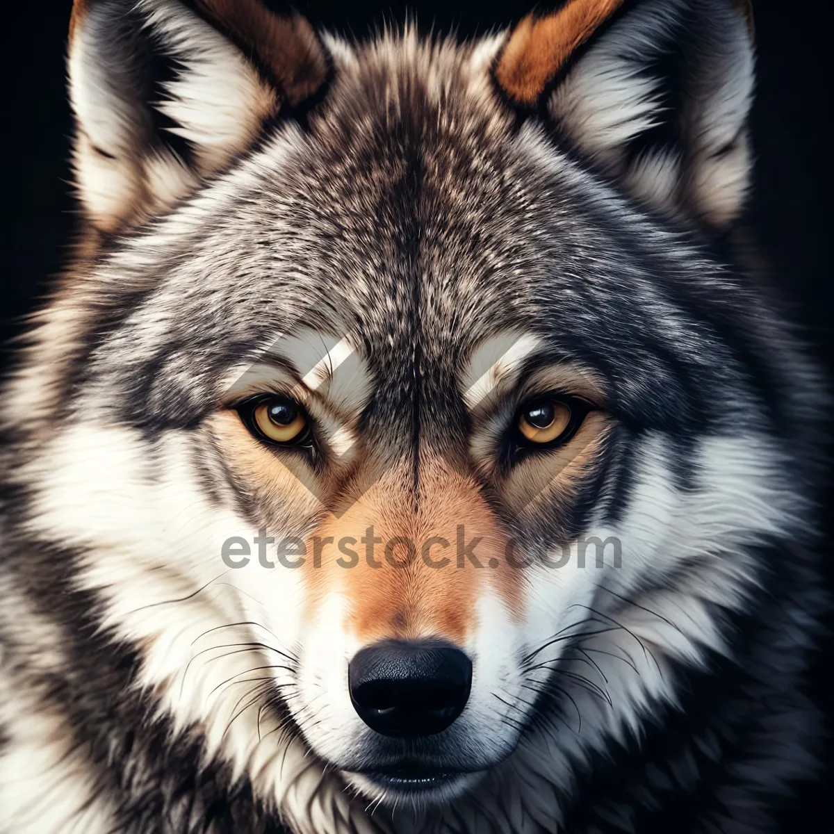 Picture of Majestic Canine Portrait: Wild Timber Wolf with Piercing Eyes