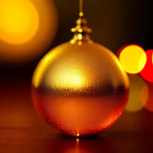 Golden Glitter Ball Decoration for Festive Tree