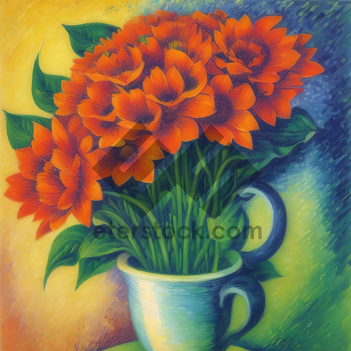 Picture of Colorful Floral Bouquet in Decorative Vase