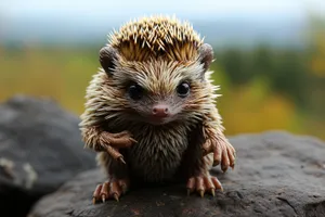 Cute Wildlife Baby Porcupine Hedgehog with Quills