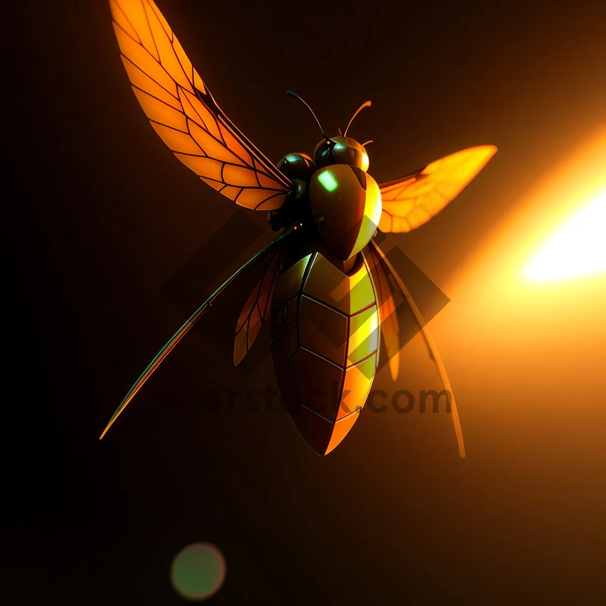 Picture of Winged Artistic 3D Icon with Radiant Light.